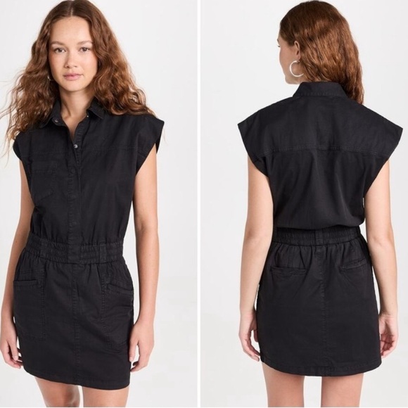 pistola Dresses & Skirts - Pistola Size S Rosie Smock Waist Sanp Placket Dress In Faded Black